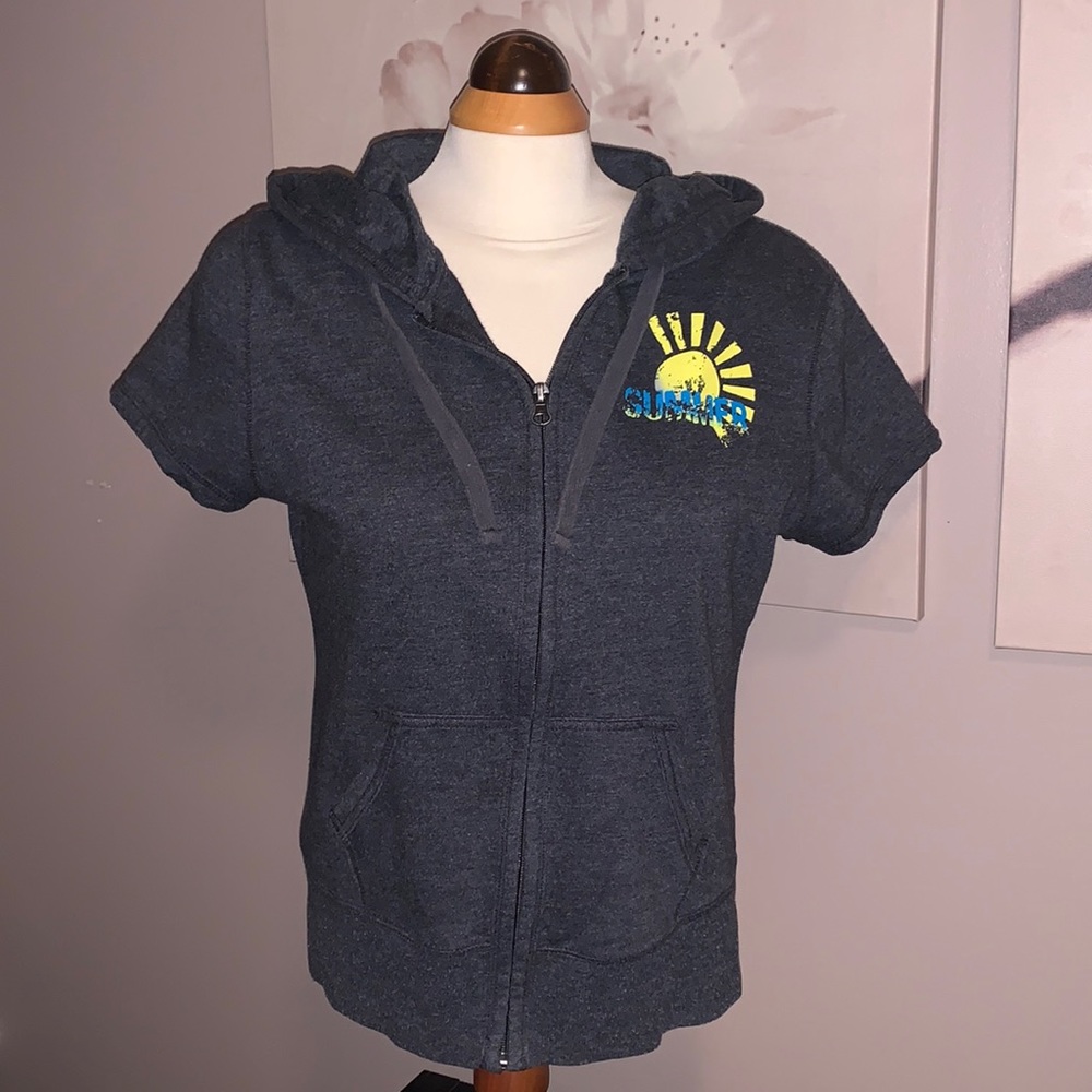 Short Sleeve Zip Up hoodie with pockets